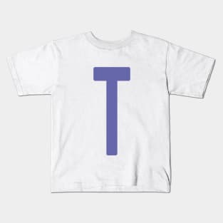 Letter T in Very Peri Periwinkle Kids T-Shirt